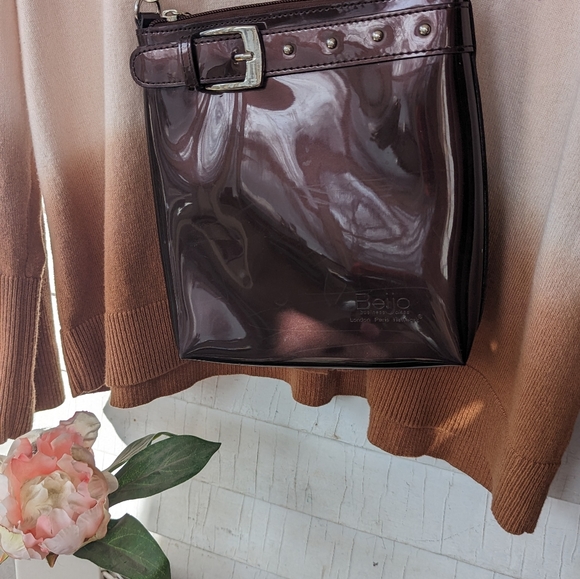 Beijo buckle purse wine maroon color 90s style med shiny unique - Picture 3 of 6